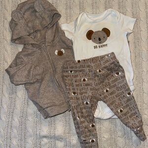 Carter's Koala Hoodie and Onesie Set in Brown and White